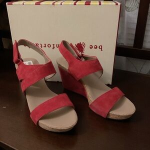 Bettye Muller Red Wedge Sandal shoes